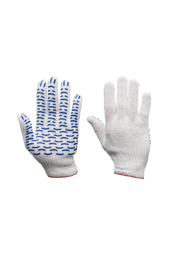 Перчатки рабочие бесшовные "Практик" ХБ с добавлением полиэфира с ПВХ покрытием