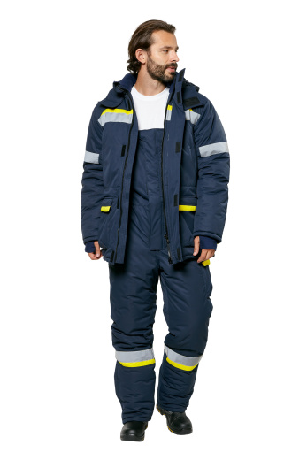 Костюм рабочий мужской зимний "Валдай-Норд" 4 и особый климатический пояс цвет темно-синий/желтый