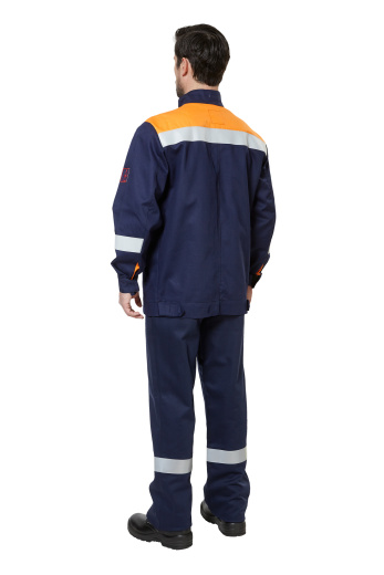 Костюм защитный от электродуги летний/демисезонный усиленный "СП02-ЛIV" цвет синий/оранжевый