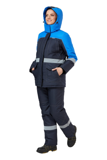 Костюм рабочий женский зимний "Сунтар" цвет темно-синий/василек