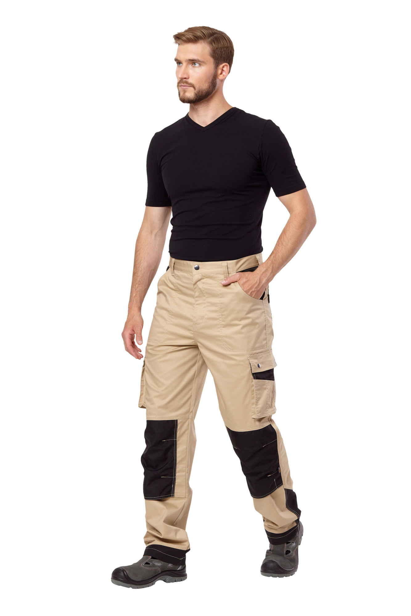 Брюки рабочие мужские летние "Velar" цвет бежевый/черный