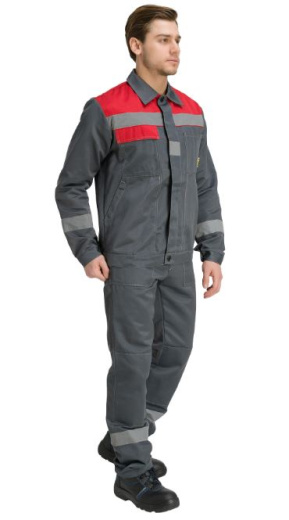 Костюм "Чикаго" с брюками (т.серый/красный)