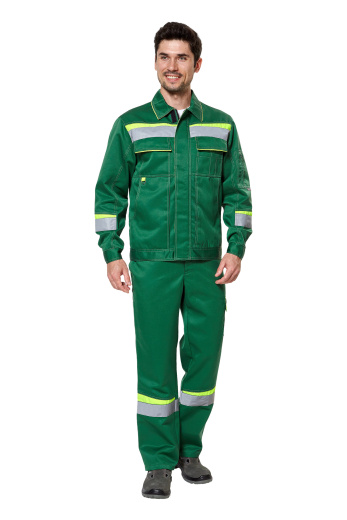 Костюм рабочий мужской летний "Комфорт 2" зеленый/неоновый