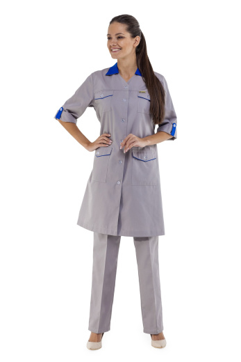 Халат женский "Фрезия" цвет серый/василек