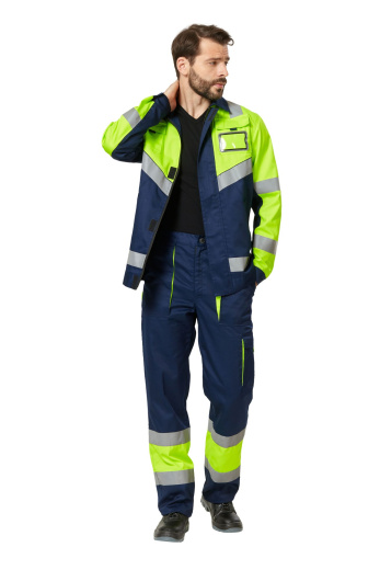 Костюм сигнальный рабочий мужской летний "Илион" цвет желтый/темно-синий