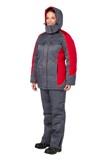 Костюм рабочий женский зимний "Страйк" цвет серый/красный