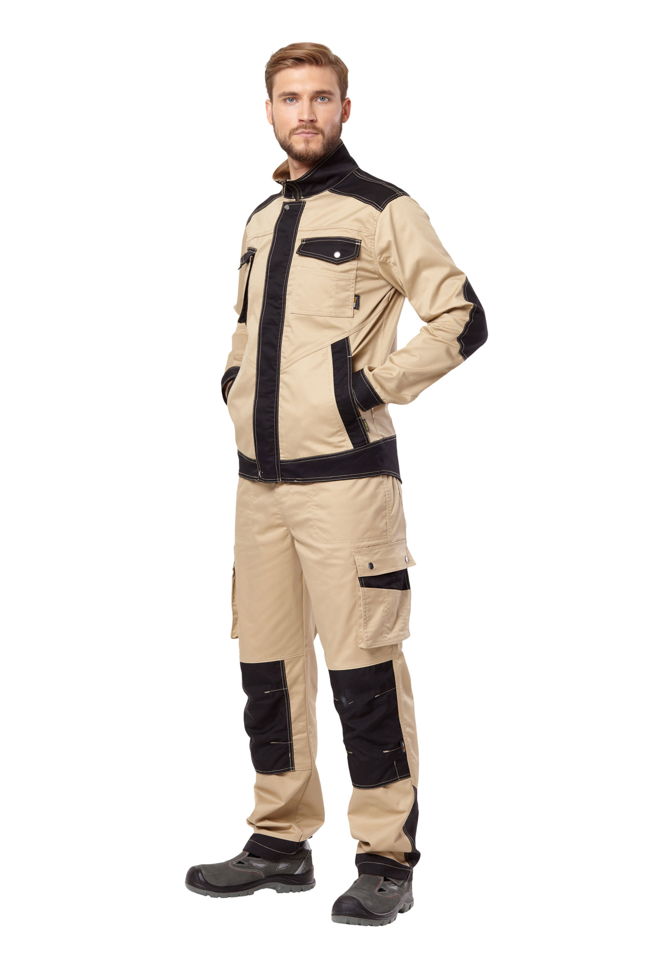 Куртка рабочая мужская летняя "Velar" цвет бежевый/черный