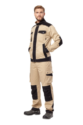 Куртка рабочая мужская летняя "Velar" цвет бежевый/черный