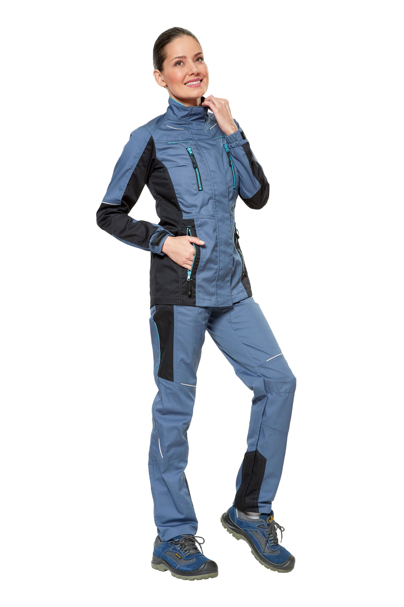 Костюм рабочий женский летний "Кранц" цвет маренго/черный/голубой