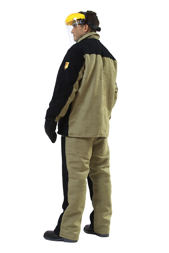 Костюм сварщика мужской зимний "Сварщик" со спилком цвет черный/олива