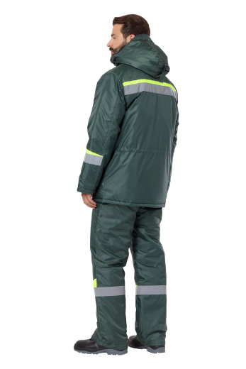 Костюм рабочий мужской зимний "Комфорт" цвет темно-зеленый/неоновый