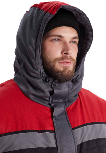 Костюм зимний "ЗИМНИК" куртка/брюки, цвет: т.серый/черный/красный