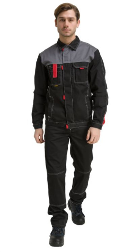Костюм "Город" с полукомбинезоном (черный/т.серый)