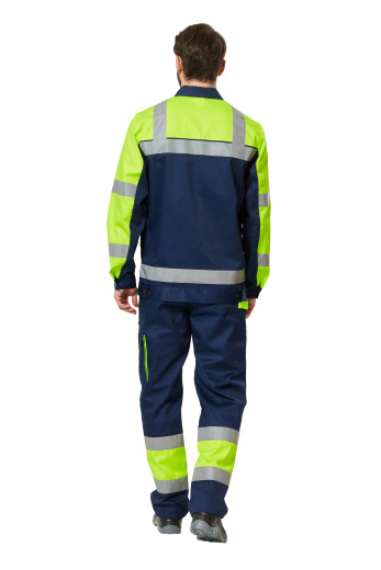 Костюм сигнальный рабочий мужской летний "Илион" цвет желтый/темно-синий